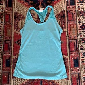 Nike Turquoise Dri Fit Perforated Racer Tank Small